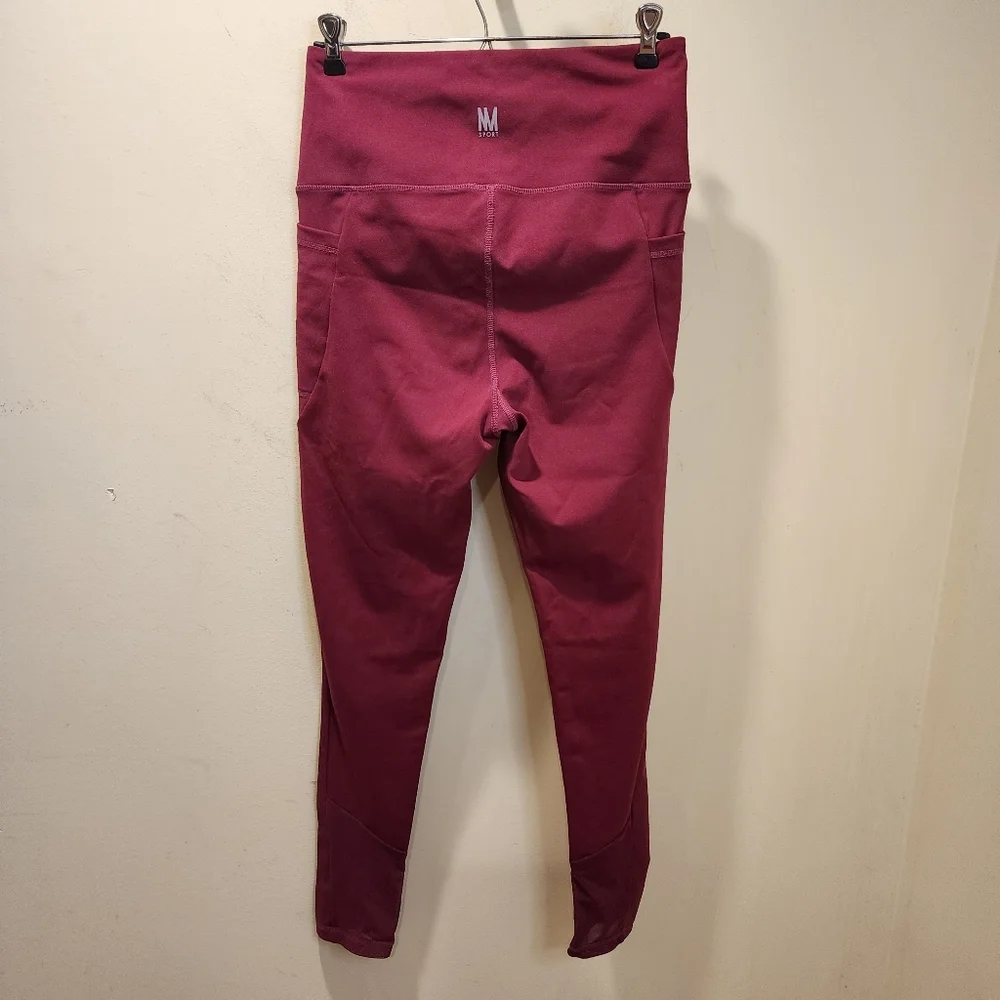Nicole Miller Burgundy High-Waisted Leggings Size L